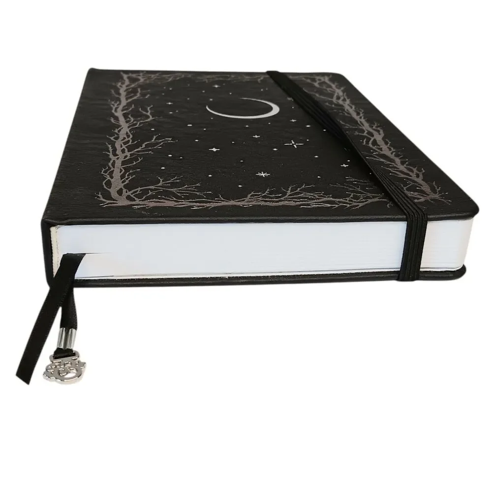 Archer & Olive Haunted Hollow Journal Black W/ Silver Moon & Stars Dot Grid New
